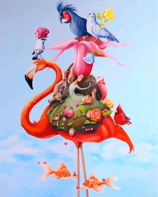 Flamingo And Animals Art Paint By Number.png
