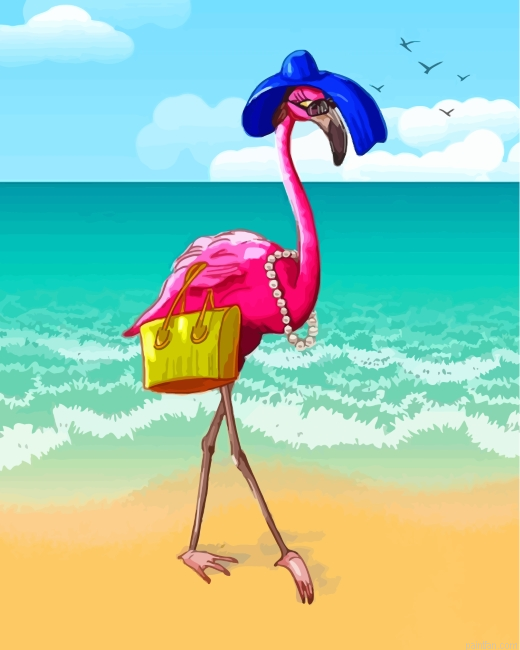 Flamingo In Hat Paint By Number.png