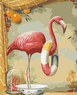 Flamingo Swimming Paint By Numbers.png