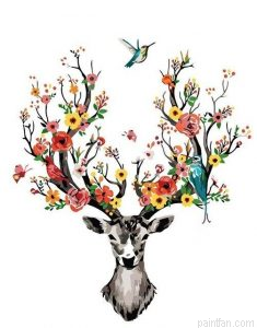 Floral Antlers Paint By Numbers.png