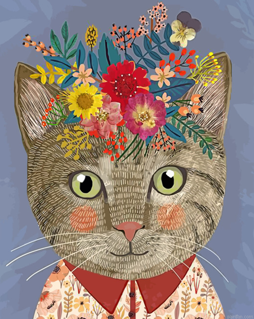 Floral Cat Paint By Numbers.png