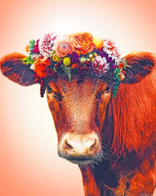 Floral Crown On Cow New Paint By Numbers.png