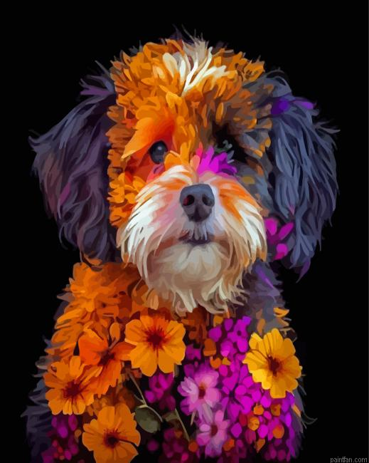 Floral Dog Paint By Numbers.png