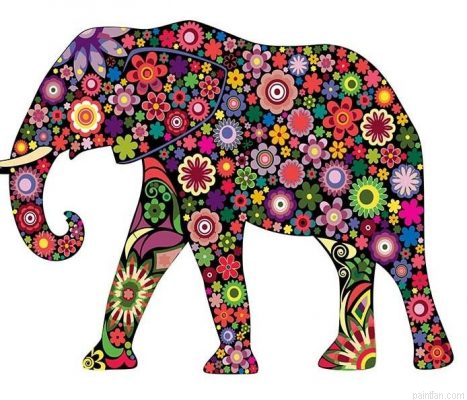Floral Elephant Paint By Numbers.png