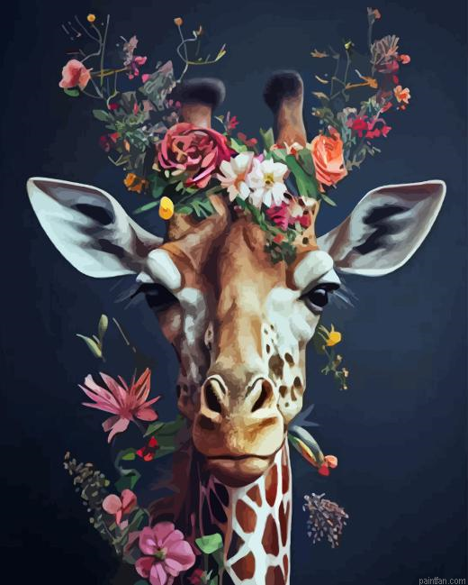 Floral Giraffe Paint By Numbers.png
