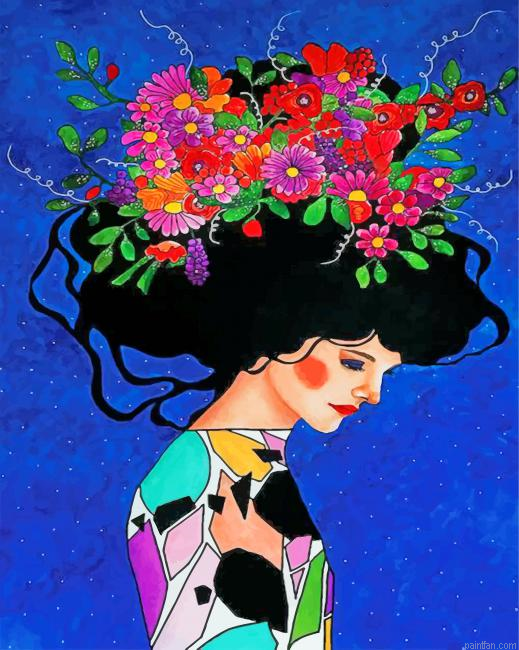 Floral Head Girl Paint By Number.png