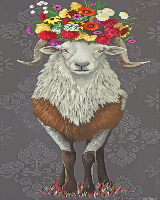 Floral Ram Paint By Numbers.png