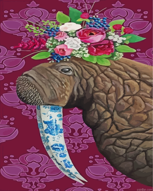 Floral Walrus Paint By Numbers.png