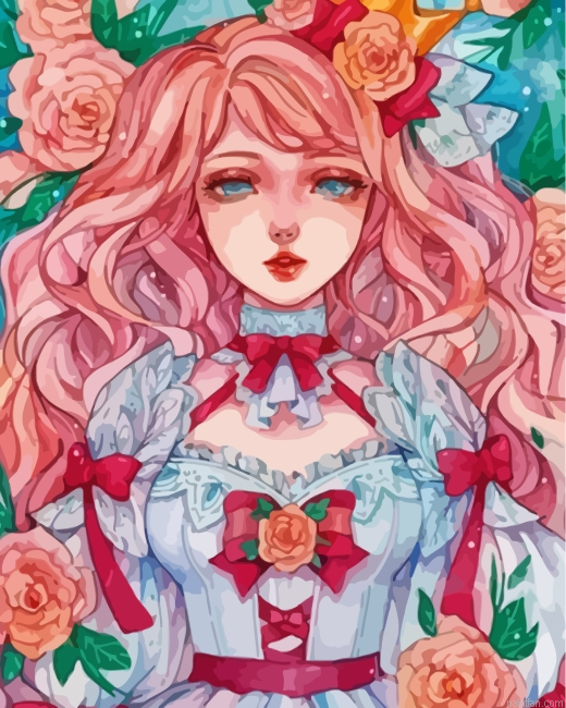 Flowers Girl Paint By Number.png