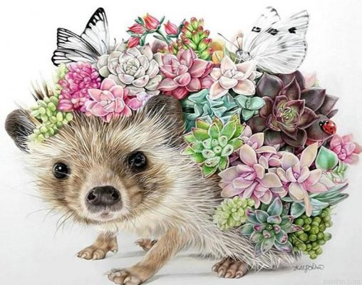 Flowers Hedgehog Paint By Numbers.png