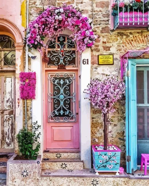 Flowers Pink Door Paint By Numbers.png