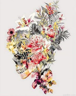 Flowers Skull Paint By Numbers.png