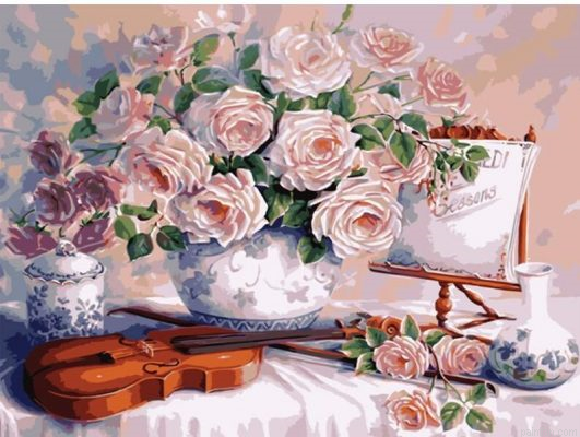 Flowers And Violin Paint By Numbers.png