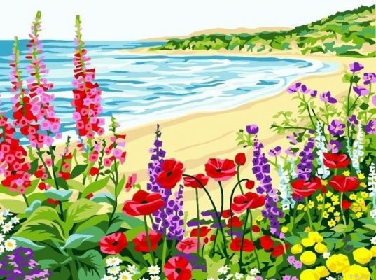 Flowers On Beach Paint By Numbers.png