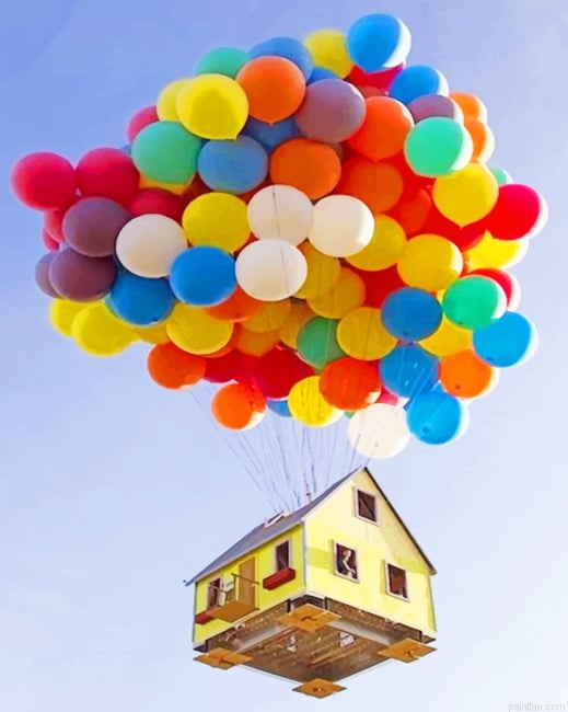 Flying House Balloons Colorful Paint By Numbers.png