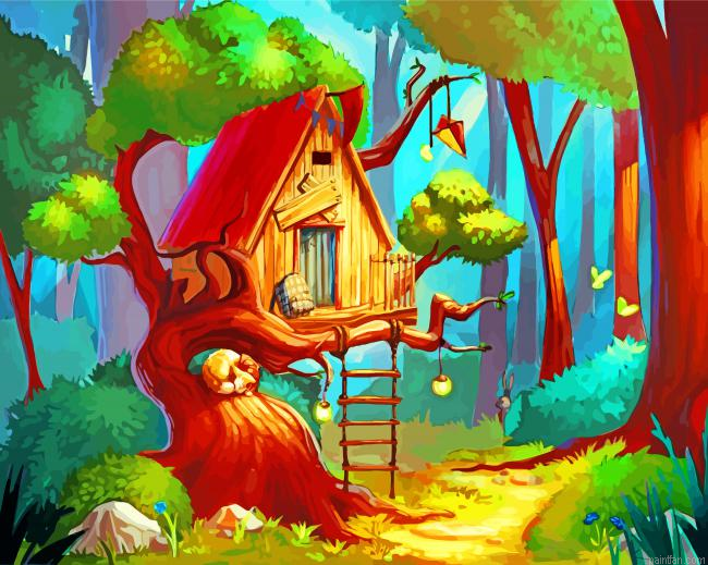 Forest Tree House Paint By Number.png