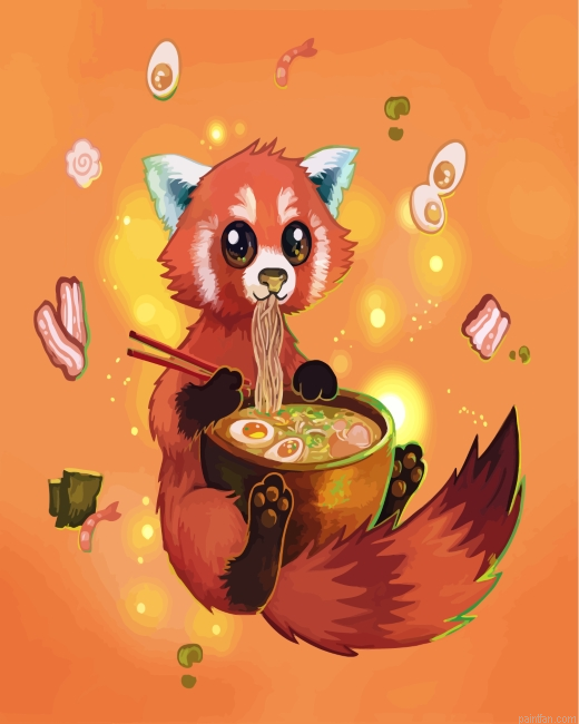 Fox Eating Noodles Paint By Number.png