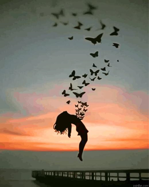 Free Girl Silhouette Paint By Numbers.png