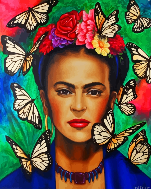 Frida And Butterflies Paint By Number.png