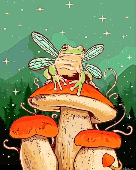 Frog And Mushroom Paint By Numbers.png
