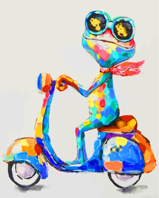 Frog On Scooter Paint By Number.png