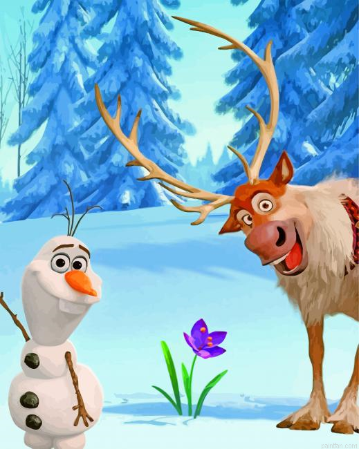 Frozen Olaf And Sven Paint By Numbers.png