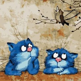 Funny Blue Cats Paint By Numbers.png