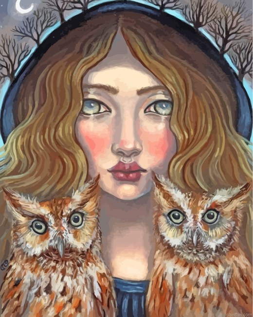Ganeida And Owls Paint By Number.png