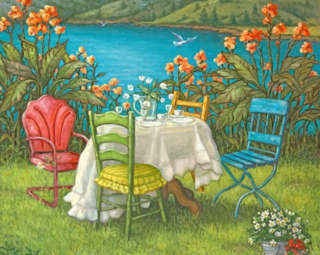 Garden House By Lake Paint By Numbers.png