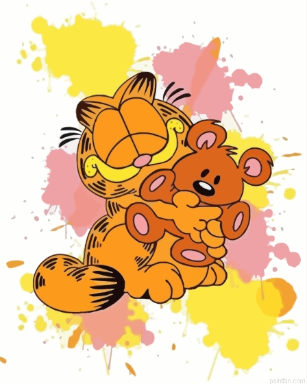 Garfield The Cat And Teddy Bear Paint By Numbers.png