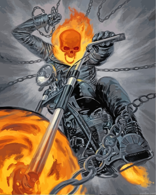 Ghost Rider With Bike Paint By Number.png