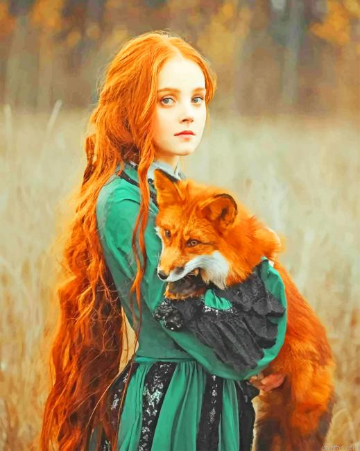 Ginger Girl With Fox New Paint By Numbers.png
