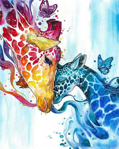 Giraffe And Baby Paint By Numbers.png
