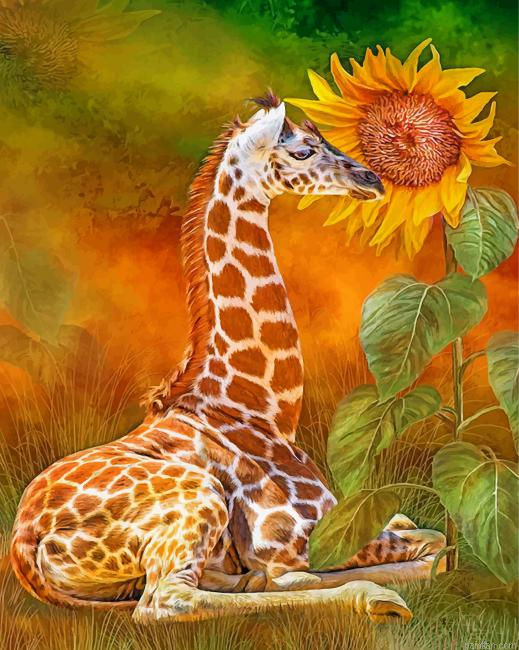 Giraffe And Sunflower Paint By Number.png