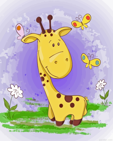 Giraffe With Butterflies Paint By Numbers.png