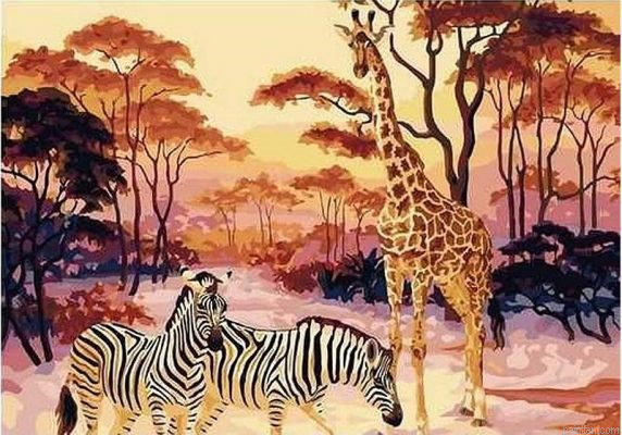 Giraffe And Zebra Paint By Numbers.png