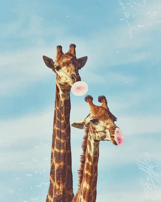 Giraffes Blowing Bubble Paint By Number.png