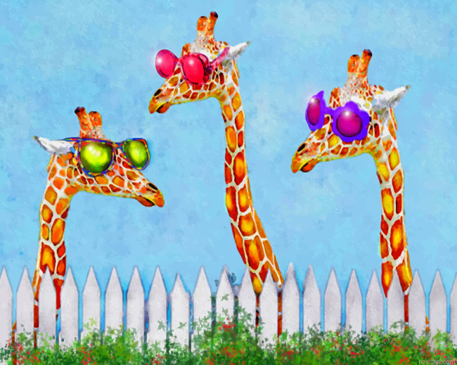 Giraffes With Colorful Sunglasses Paint By Numbers.png