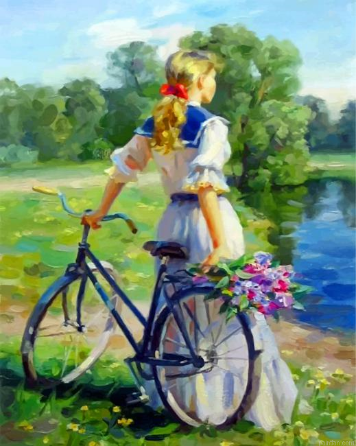 Girl And Bike Paint By Number.png