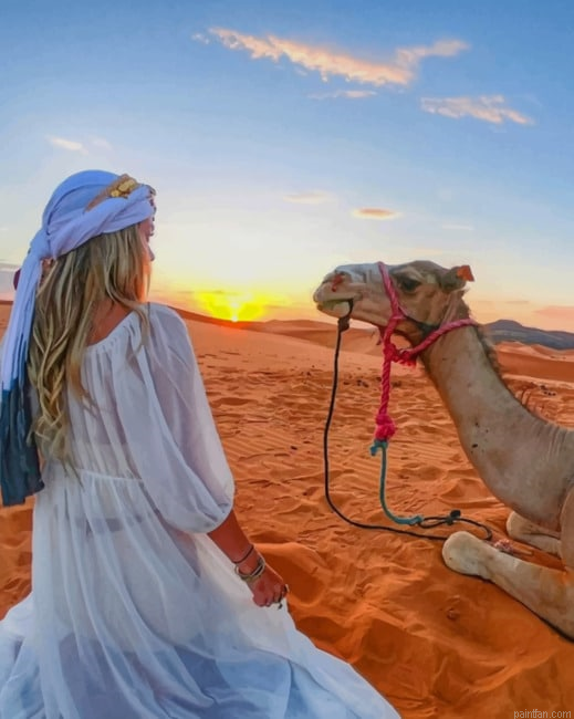 Girl And Camel In Sahara New Paint By Numbers.png