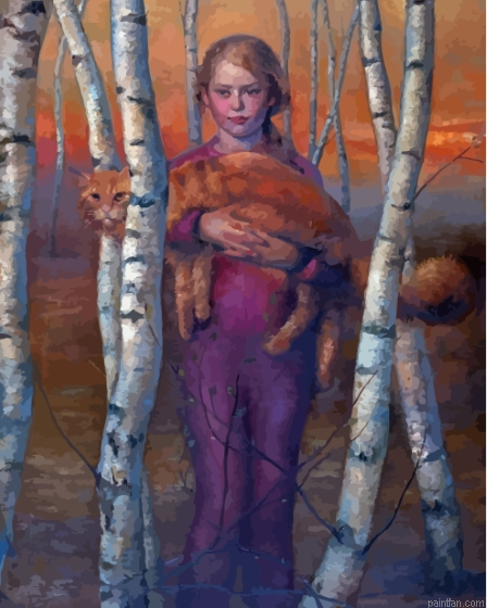 Girl And Cat Helene Knoop Paint By Numbers.png