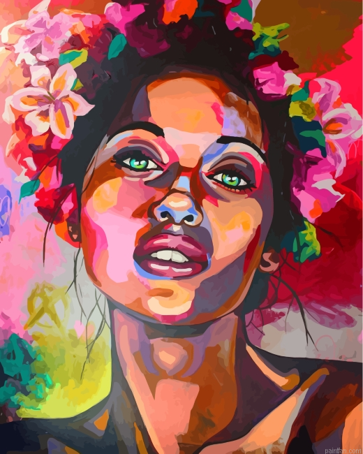 Girl And Flowers Art Paint By Number.png