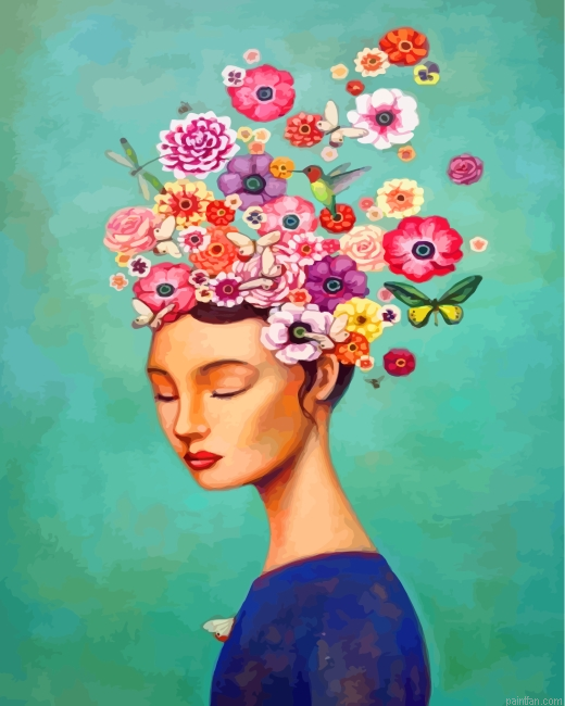 Girl And Flowers Paint By Number.png
