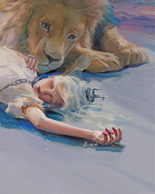 Girl And Lion Paint By Number.png
