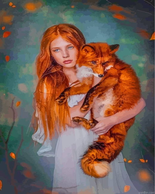 Girl And Red Fox Paint By Number.png
