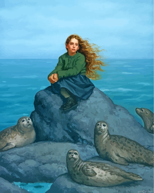 Girl And Seals Paint By Numbers.png