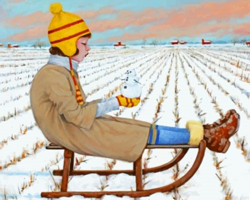 Girl And Snowman Paint By Number.png