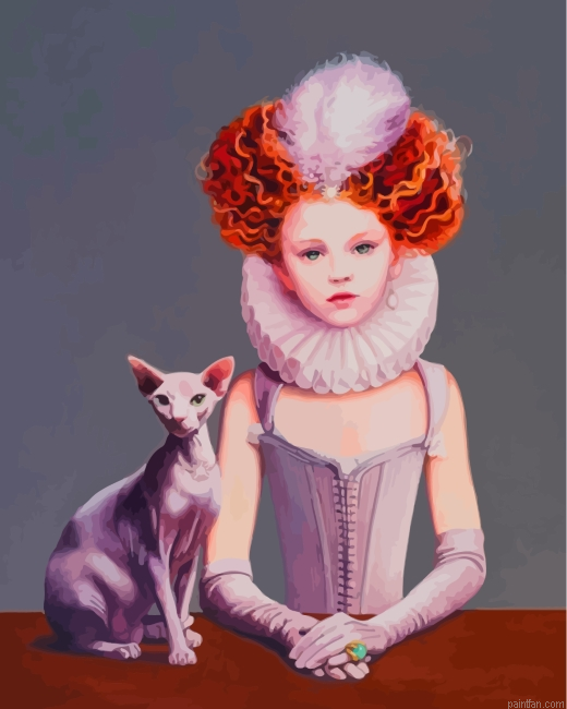 Girl And Sphinx Cat Paint By Number.png