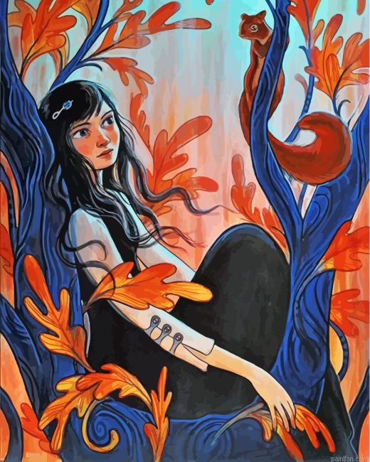Girl And Squirrel Paint By Number.png