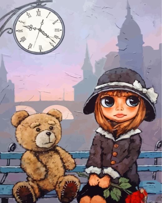 Girl And Teddy Bear Paint By Number.png